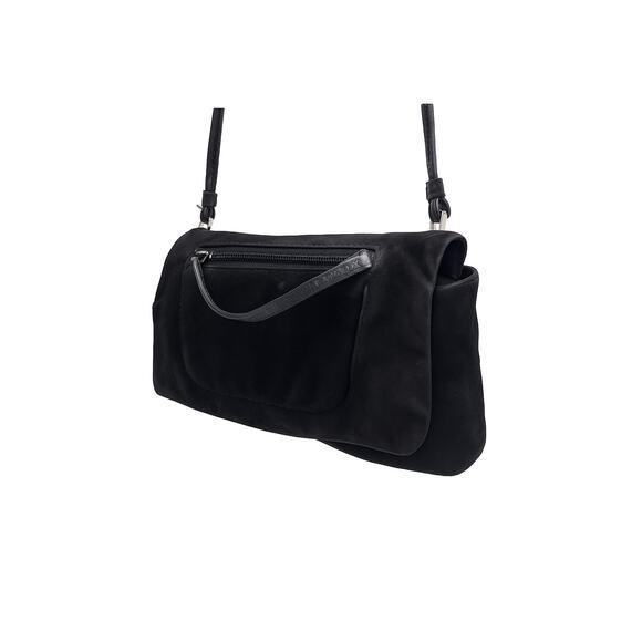 Vintage Prada Black Suede & Satin Crossbody|  Convertible Y2K Mini Bag  | Italy - Picture 1 of 16